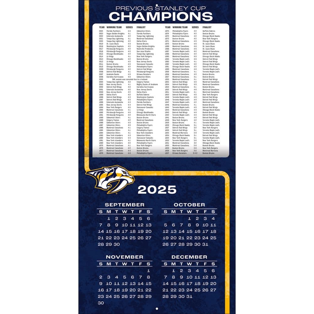 NHL Nashville Predators 2026 Wall Calendar Second Alternate Image