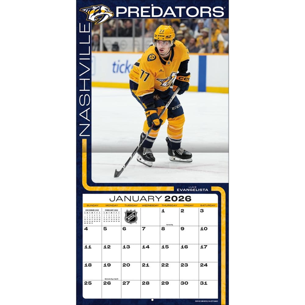 NHL Nashville Predators 2026 Wall Calendar Third Alternate Image