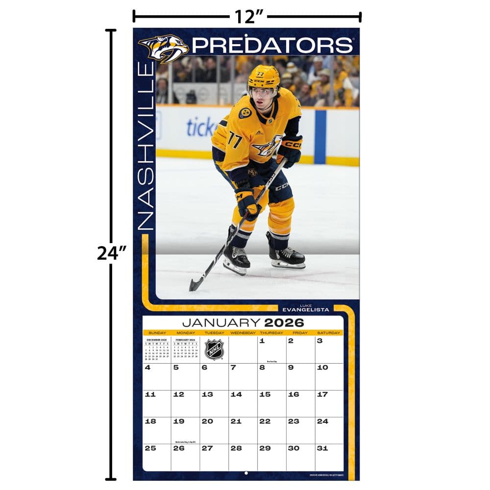 NHL Nashville Predators 2026 Wall Calendar Fourth Alternate Image