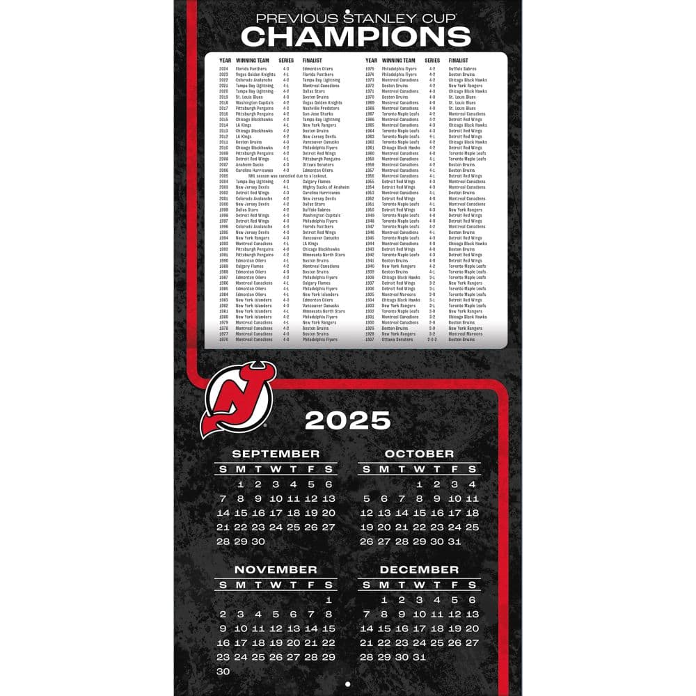NHL New Jersey Devils 2026 Wall Calendar Second Alternate Image