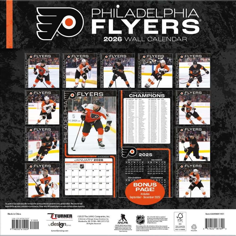 NHL Philadelphia Flyers 2026 Wall Calendar First Alternate Image