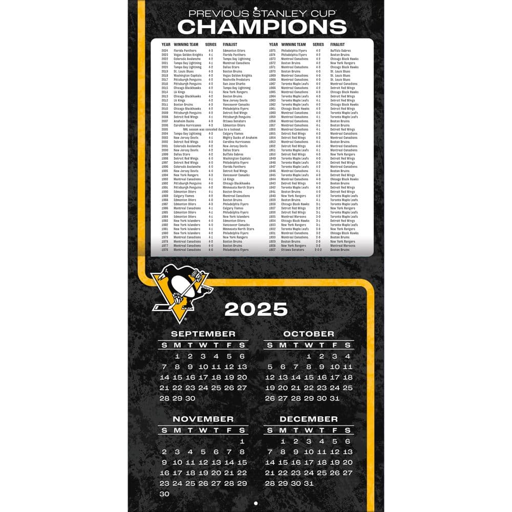 NHL Pittsburgh Penguins 2026 Wall Calendar Second Alternate Image