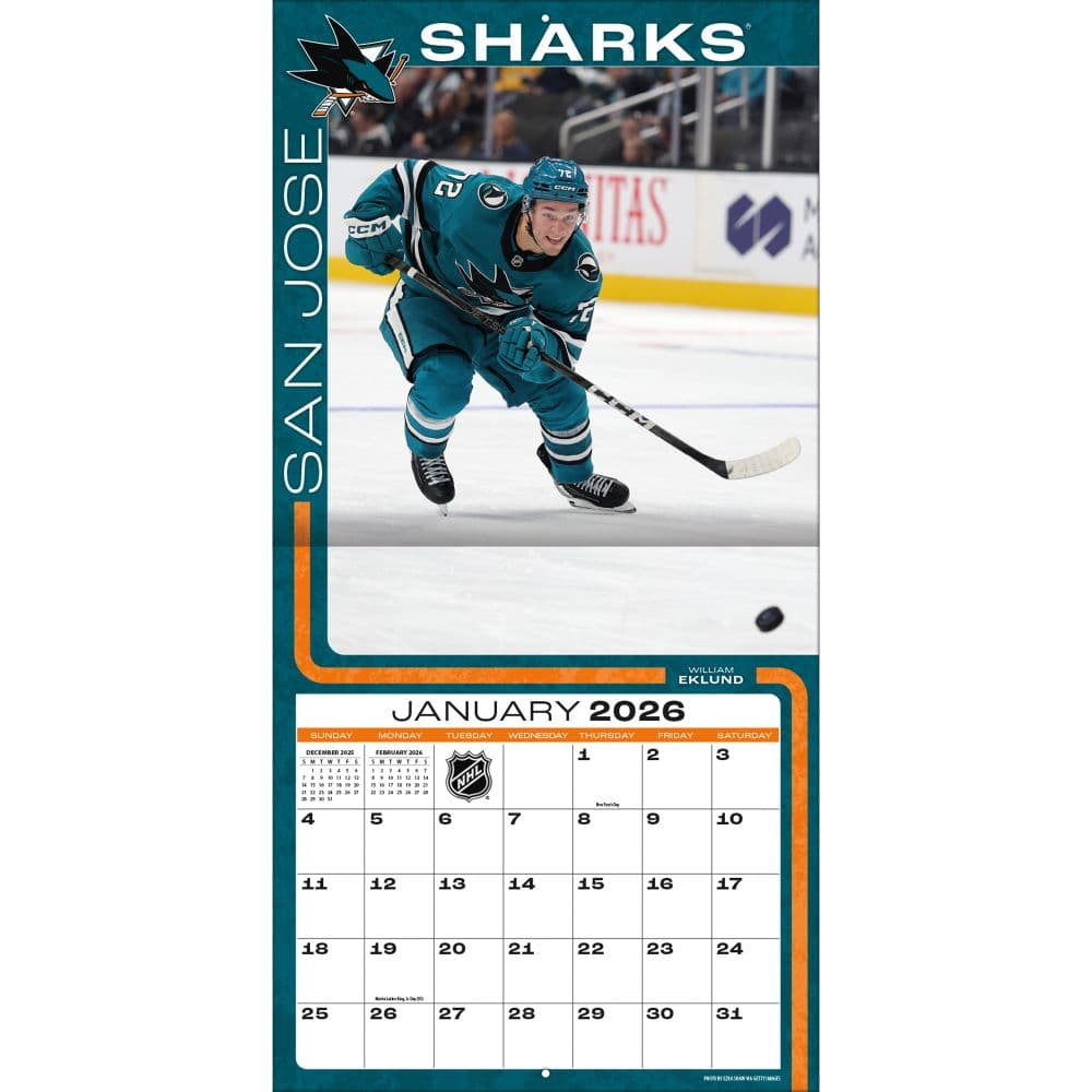 NHL San Jose Sharks 2026 Wall Calendar Third Alternate Image