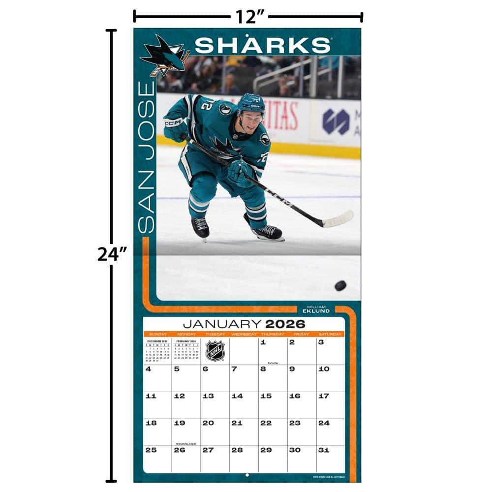NHL San Jose Sharks 2026 Wall Calendar Fourth Alternate Image