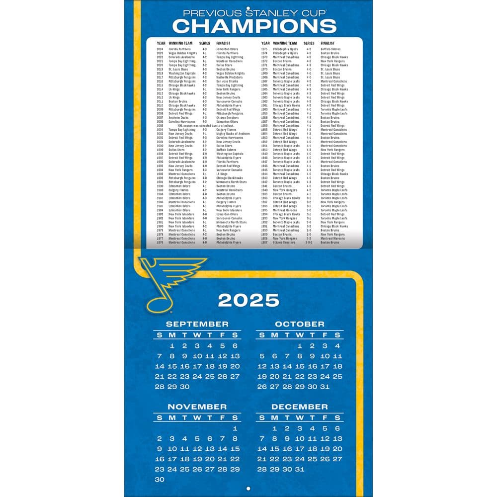 NHL St Louis Blues 2026 Wall Calendar Second Alternate Image
