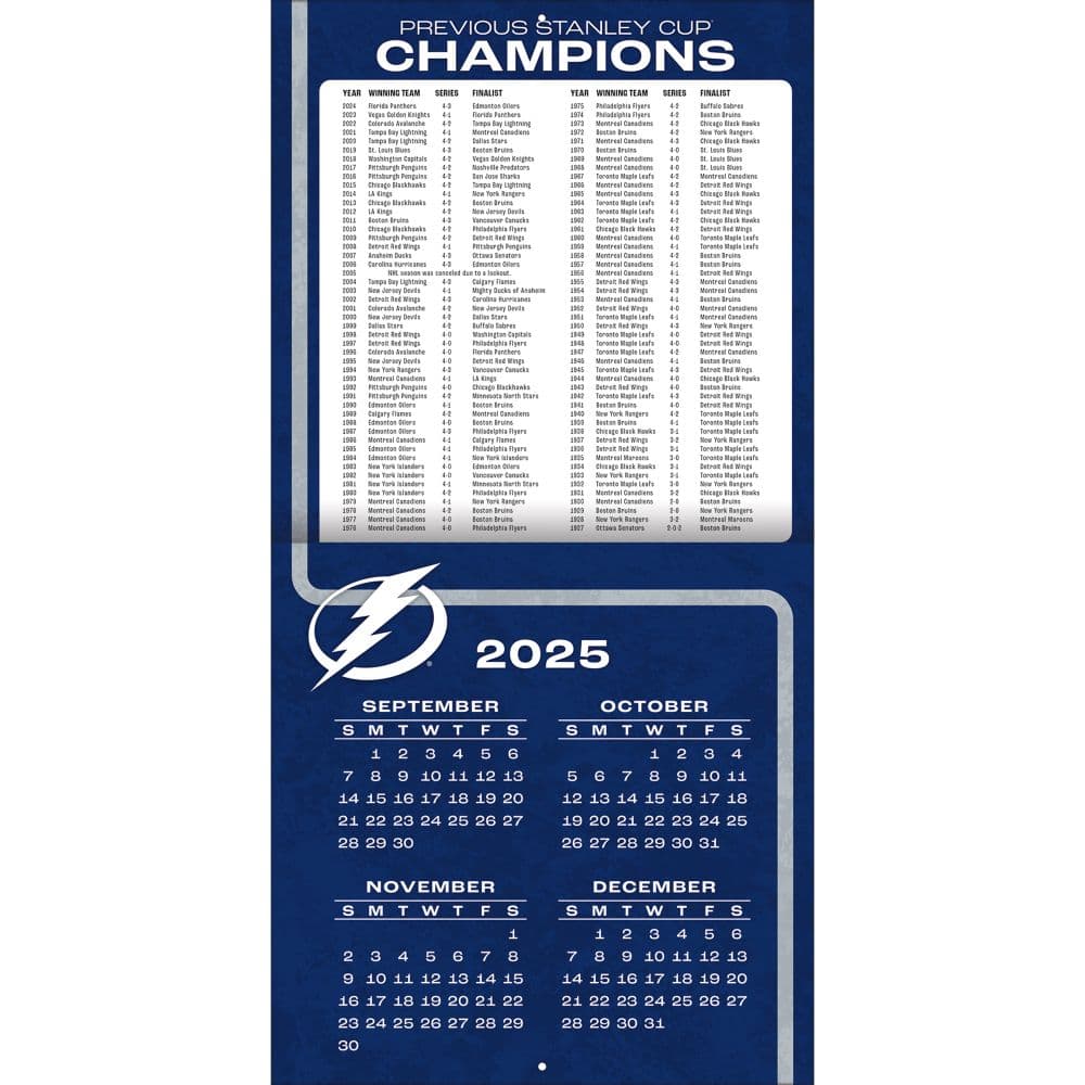 NHL Tampa Bay Lightning 2026 Wall Calendar Second Alternate Image