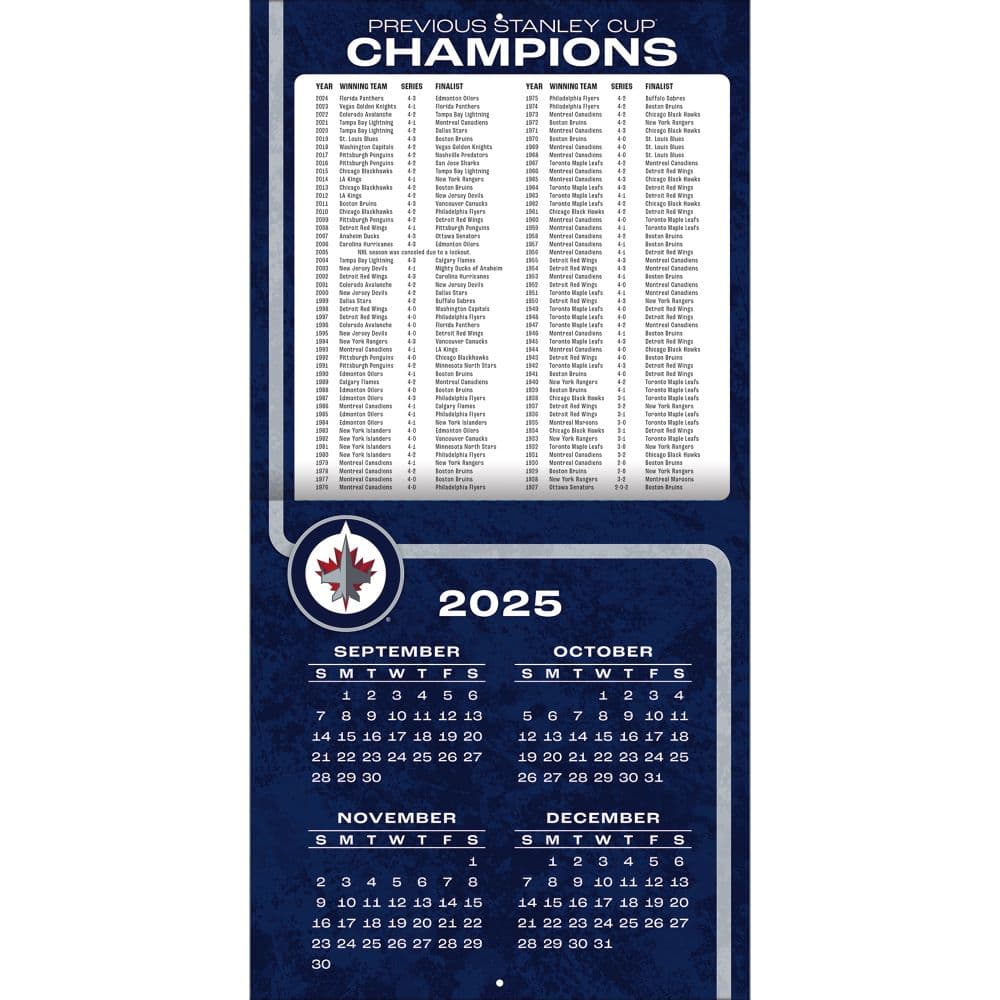 NHL Winnipeg Jets 2026 Wall Calendar Second Alternate Image