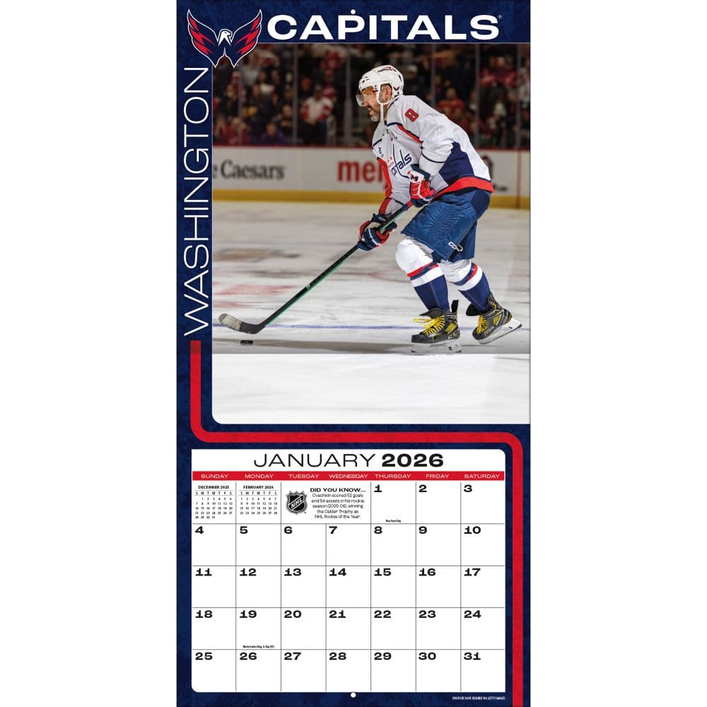 NHL Alex Ovechkin 2026 Wall Calendar Third Alternate Image