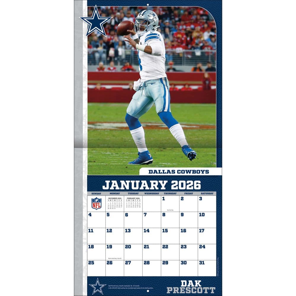 NFL Dak Prescott 2026 Wall Calendar Third Alternate Image