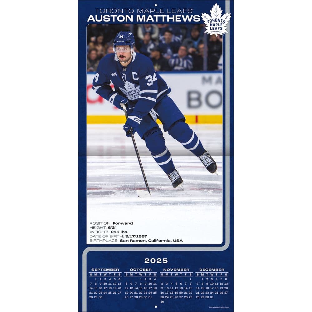 NHL Auston Matthews 2026 Wall Calendar First Alternate Image