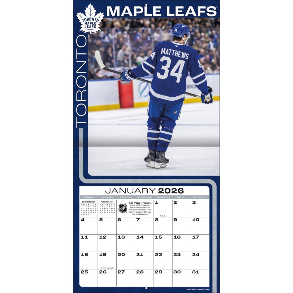 NHL Auston Matthews 2026 Wall Calendar Second Alternate Image