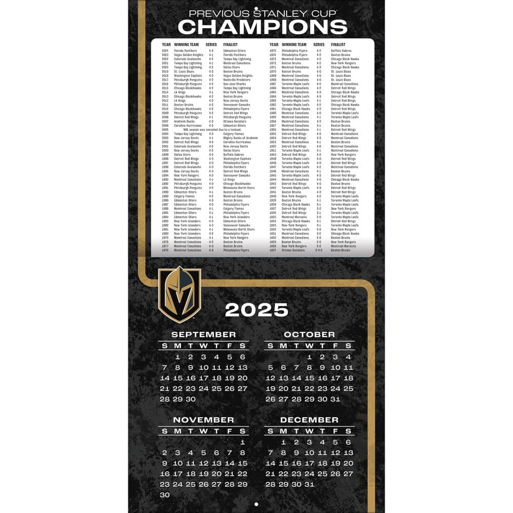 NHL Vegas Golden Knights 2026 Wall Calendar First Alternate Image
