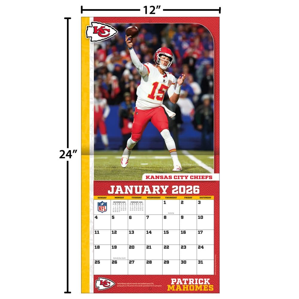 NFL Patrick Mahomes 2026 Wall Calendar Fourth Alternate Image