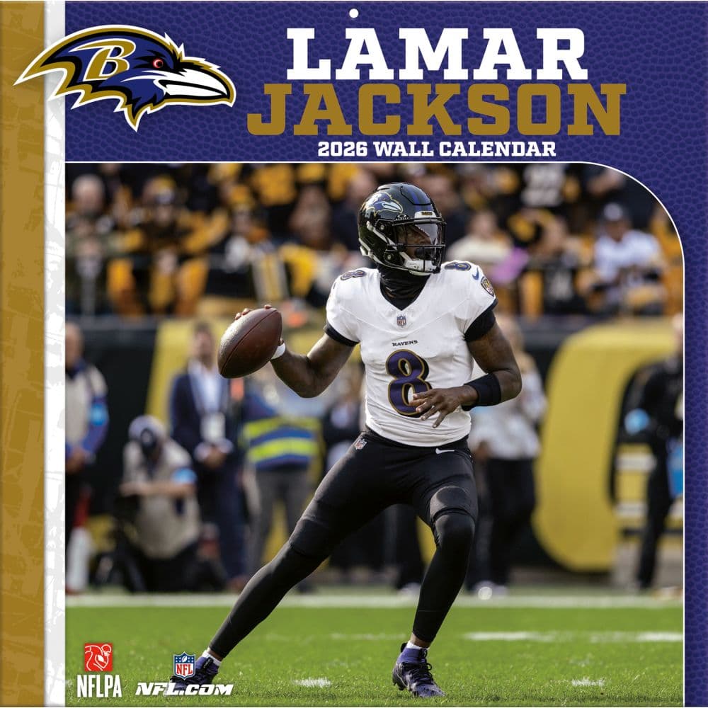NFL Lamar Jackson 2026 Wall Calendar Main Product Image