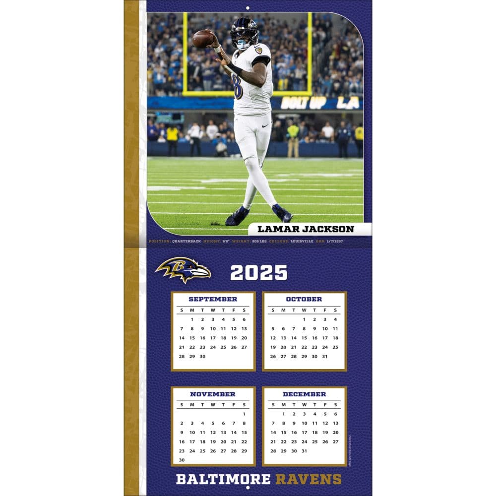 NFL Lamar Jackson 2026 Wall Calendar Second Alternate Image