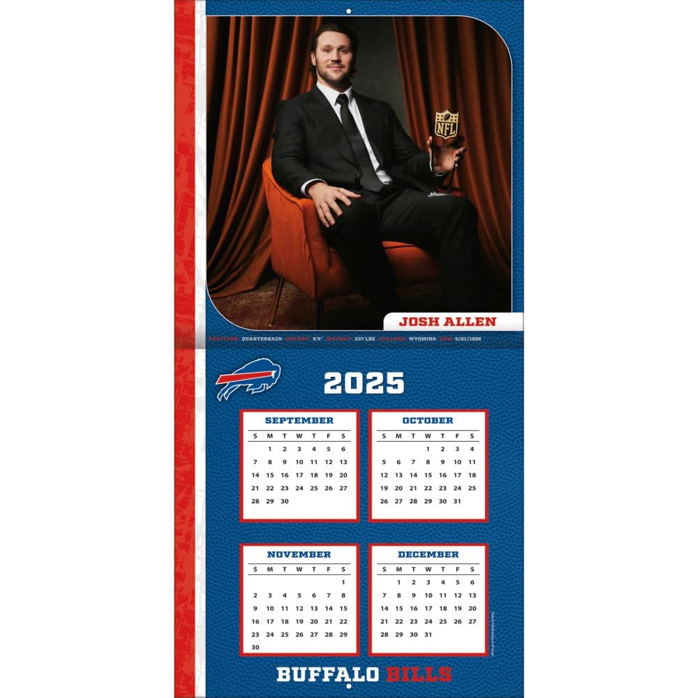 NFL Buffalo Bills Josh Allen 2026 Wall Calendar Second Alternate Image