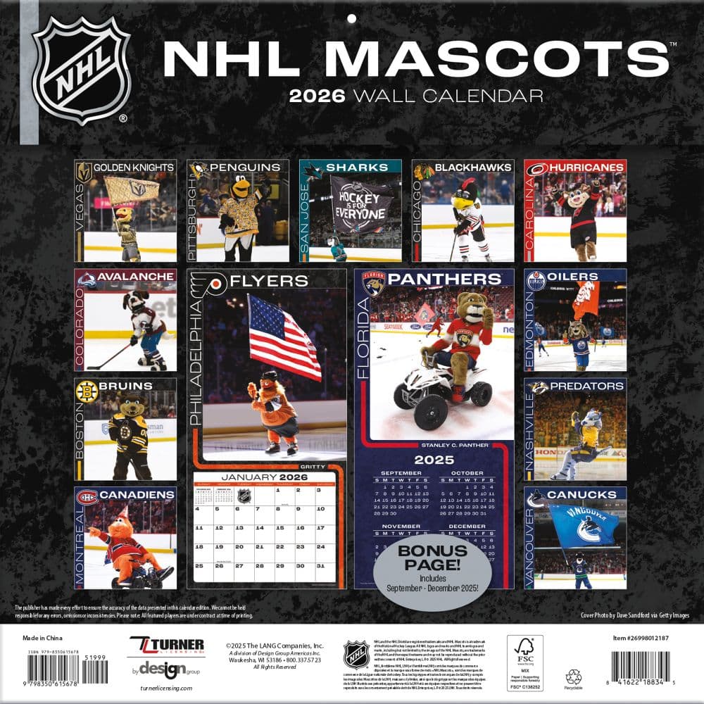 NHL Mascots 2026 Wall Calendar Third Alternate Image