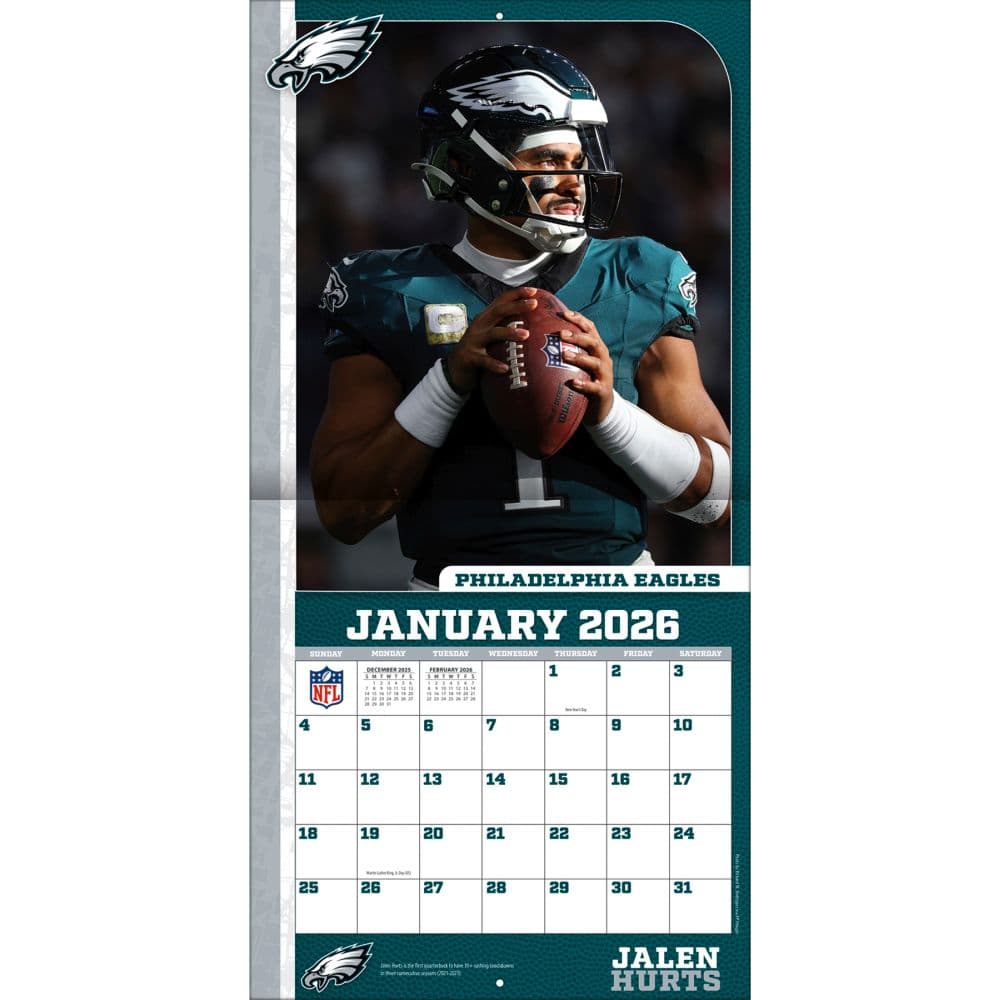 NFL Jalen Hurts 2026 Wall Calendar Third Alternate Image