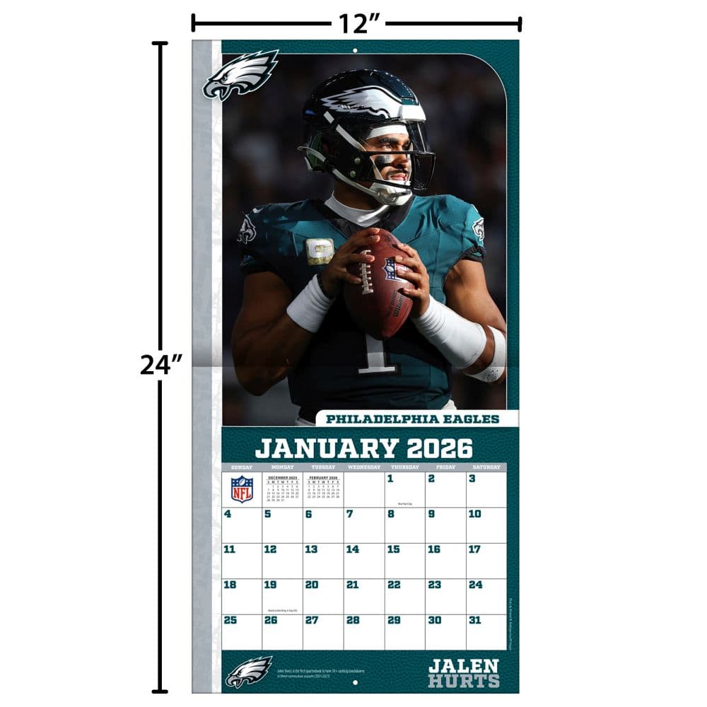 NFL Jalen Hurts 2026 Wall Calendar Fourth Alternate Image