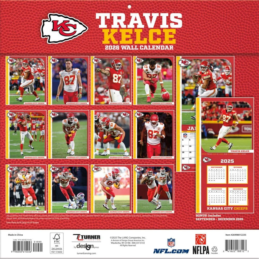NFL Travis Kelce 2026 Wall Calendar First Alternate Image