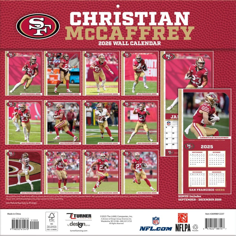 NFL Christian McCaffrey 2026 Wall Calendar First Alternate Image