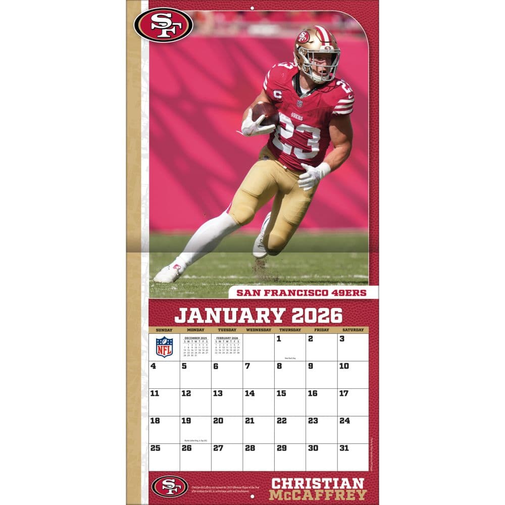 NFL Christian McCaffrey 2026 Wall Calendar Third Alternate Image