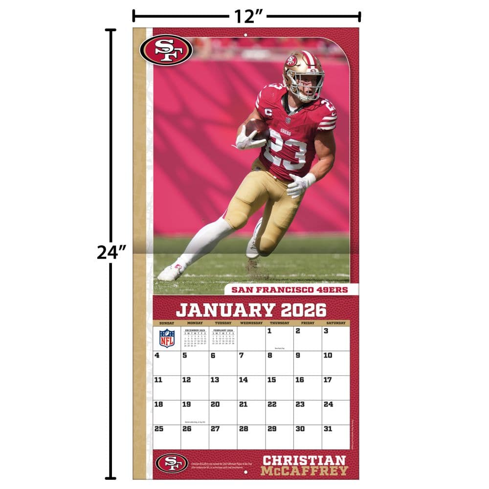 NFL Christian McCaffrey 2026 Wall Calendar Fourth Alternate Image