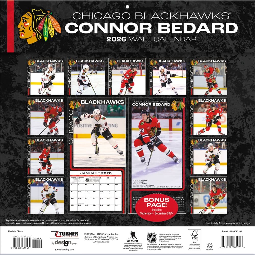 NHL Connor Bedard 2026 Wall Calendar Third Alternate Image