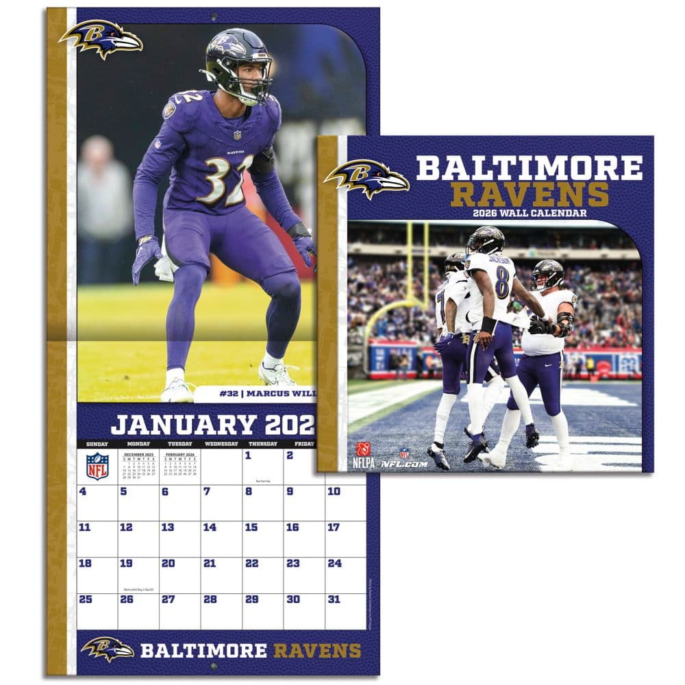 NFL Baltimore Ravens 2026 Mini Wall Calendar Fourth Alternate Image