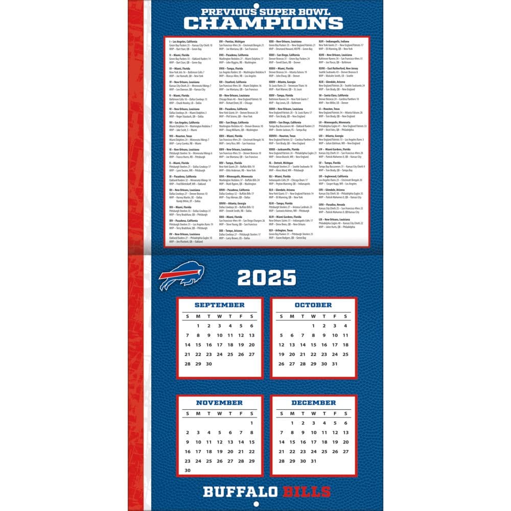 NFL Buffalo Bills 2026 Mini Wall Calendar First Alternate Image