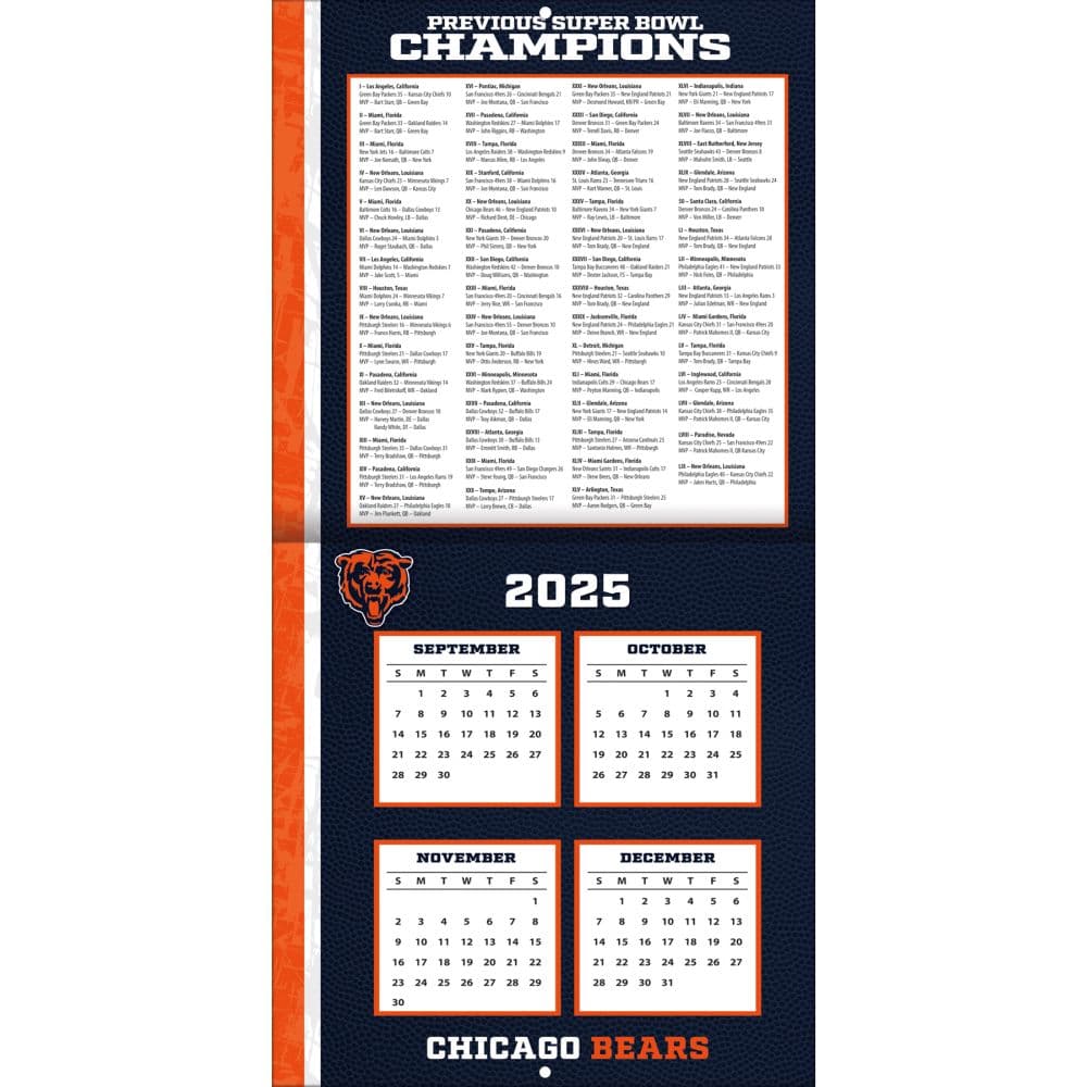 NFL Chicago Bears 2026 Mini Wall Calendar First Alternate Image
