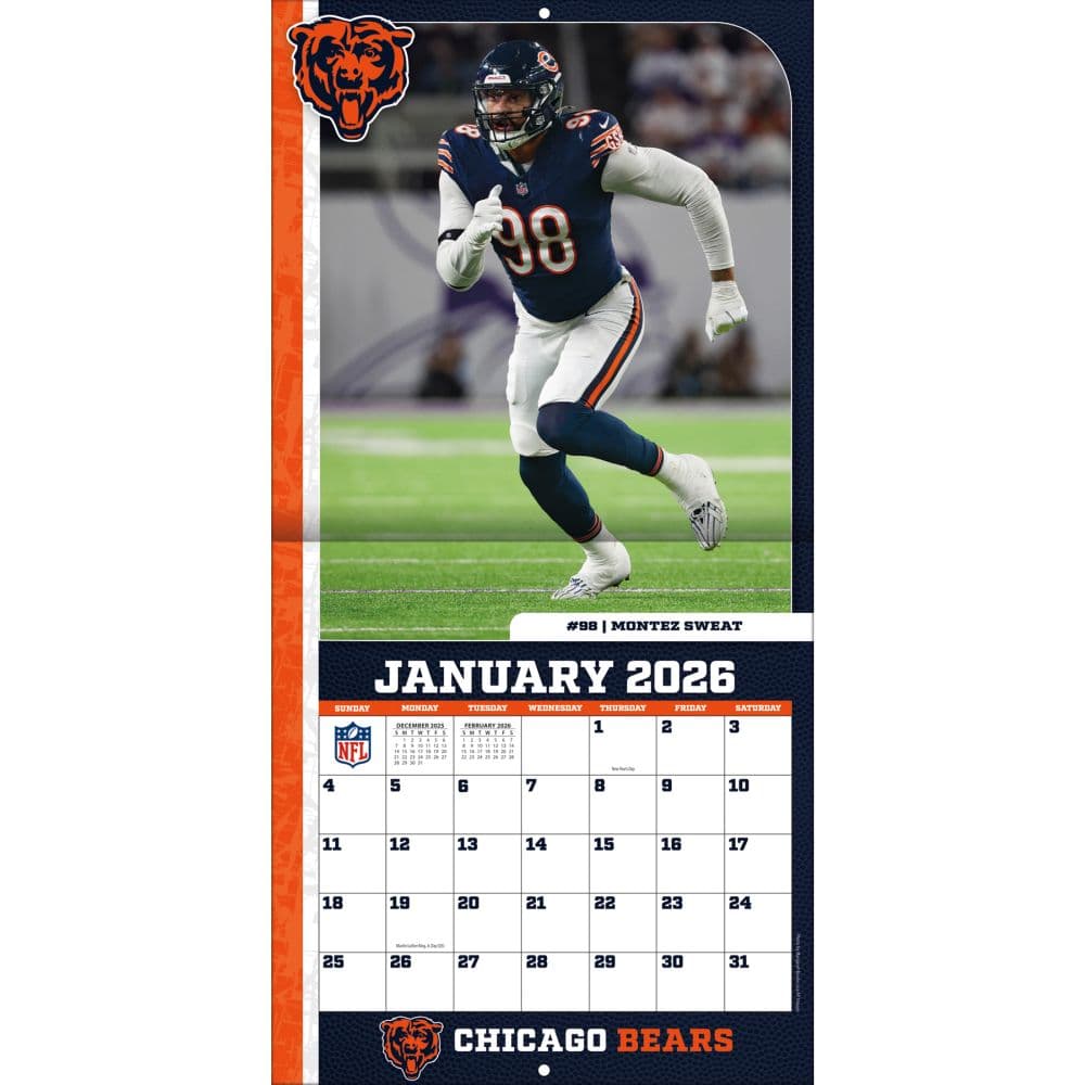 NFL Chicago Bears 2026 Mini Wall Calendar Second Alternate Image