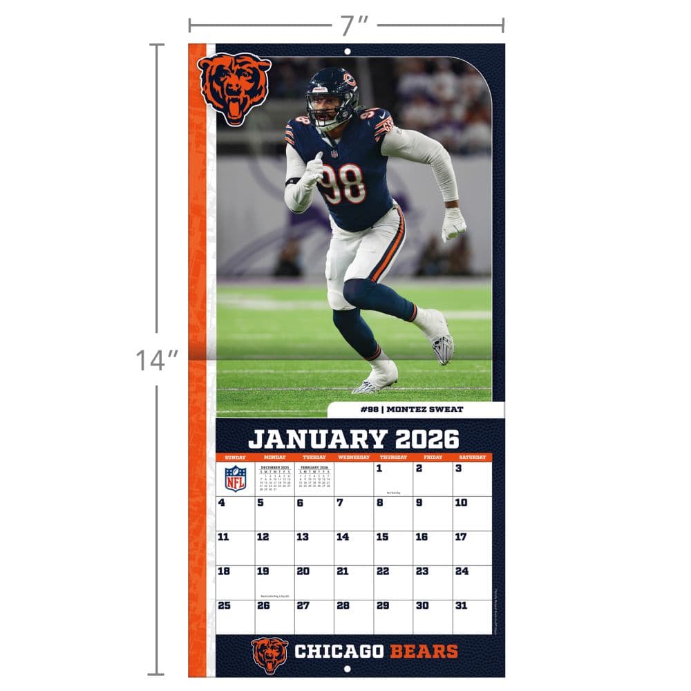 NFL Chicago Bears 2026 Mini Wall Calendar Sixth Alternate Image