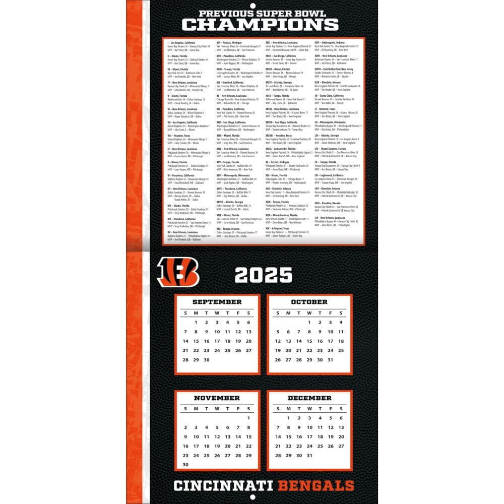 NFL Cincinnati Bengals 2026 Mini Wall Calendar First Alternate Image