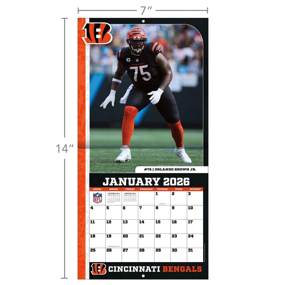 NFL Cincinnati Bengals 2026 Mini Wall Calendar Sixth Alternate Image