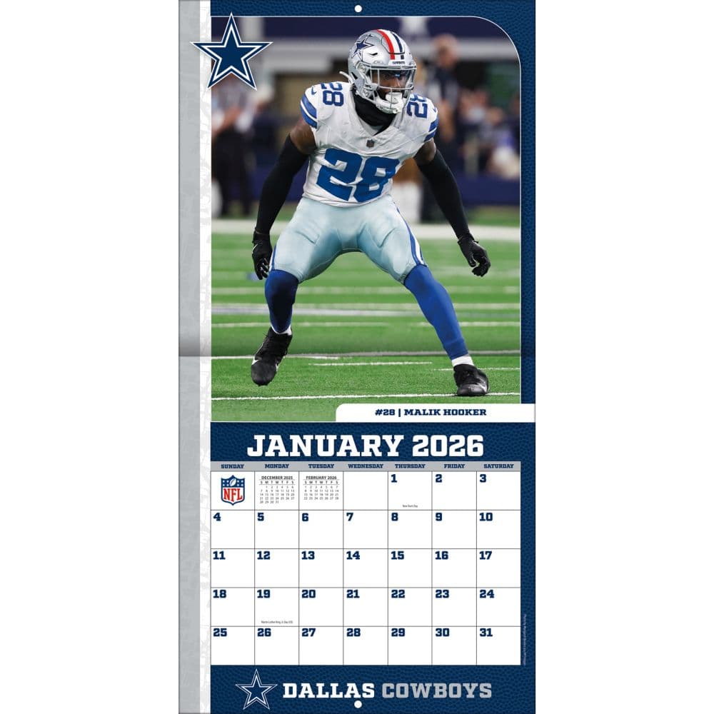 NFL Dallas Cowboys 2026 Mini Wall Calendar Second Alternate Image