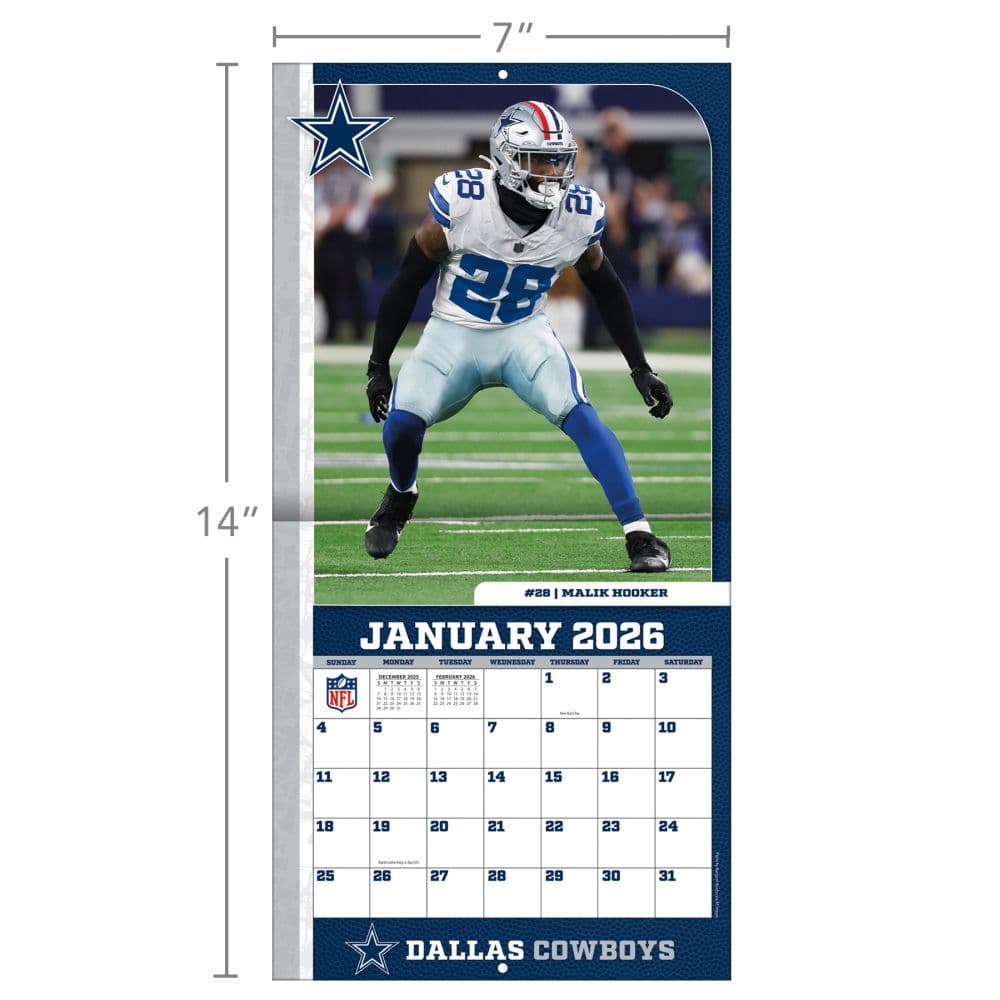 NFL Dallas Cowboys 2026 Mini Wall Calendar Sixth Alternate Image