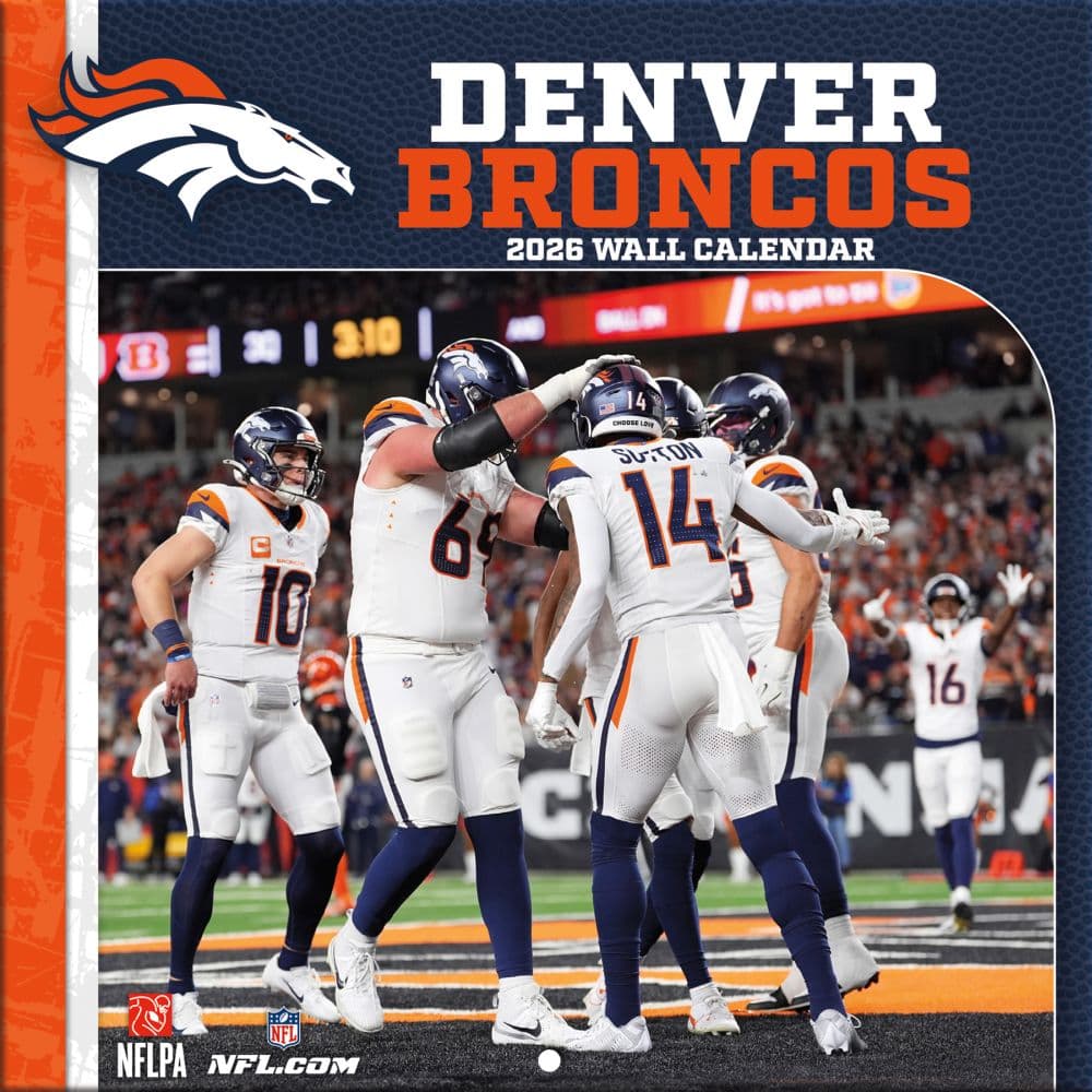 NFL Denver Broncos 2026 Mini Wall Calendar Main Product Image