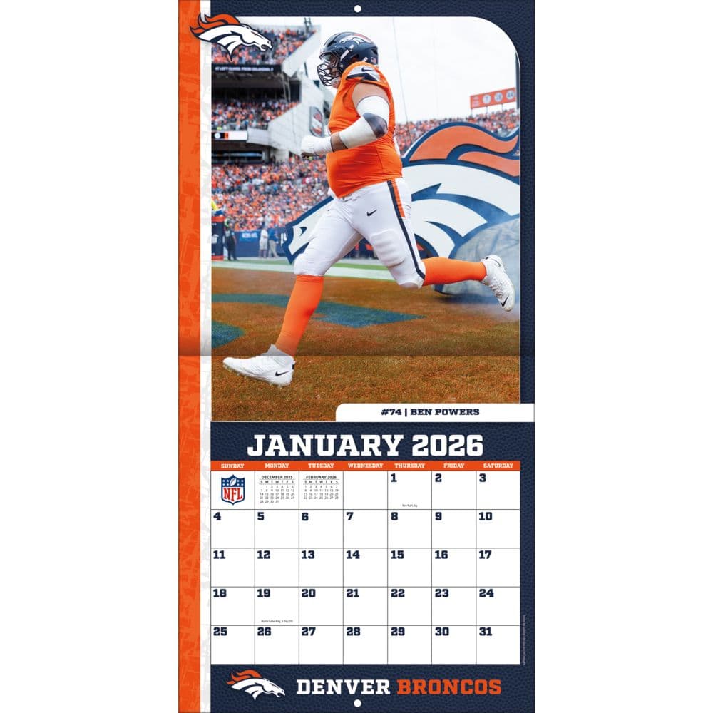 NFL Denver Broncos 2026 Mini Wall Calendar Third Alternate Image
