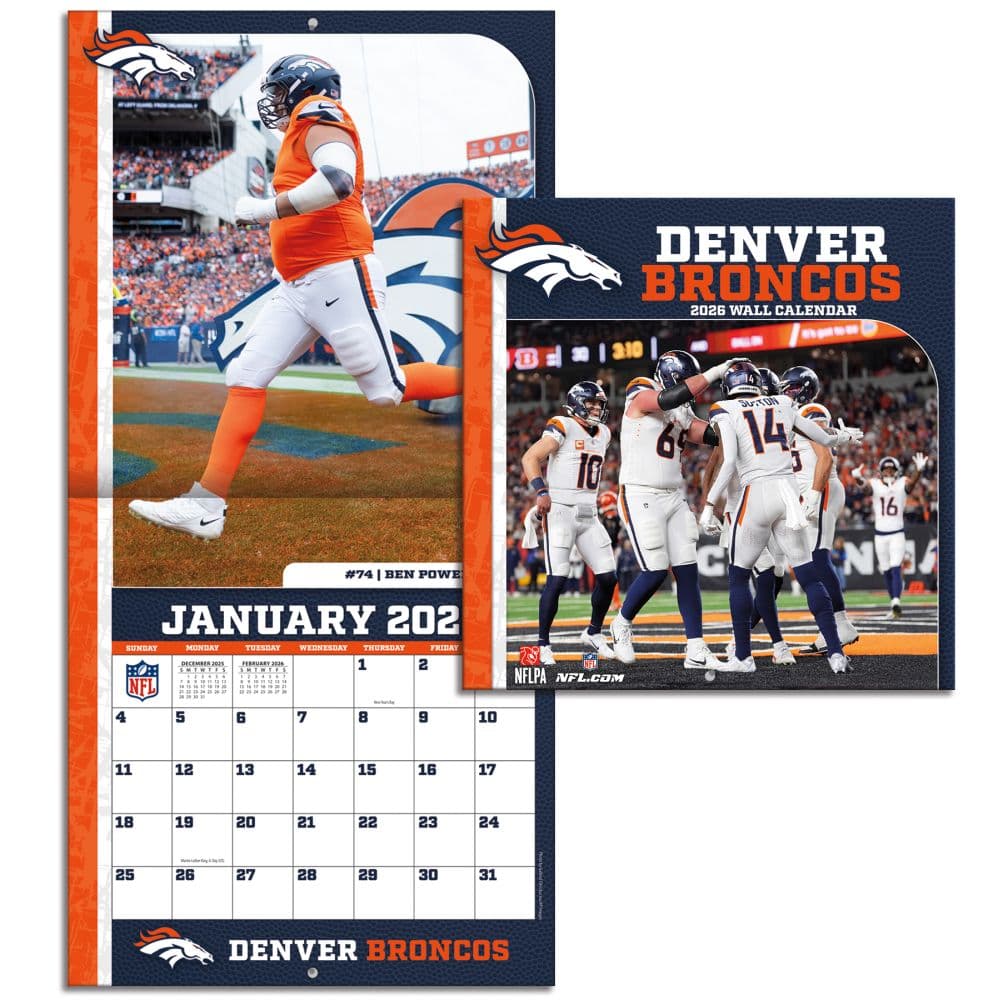 NFL Denver Broncos 2026 Mini Wall Calendar Fourth Alternate Image