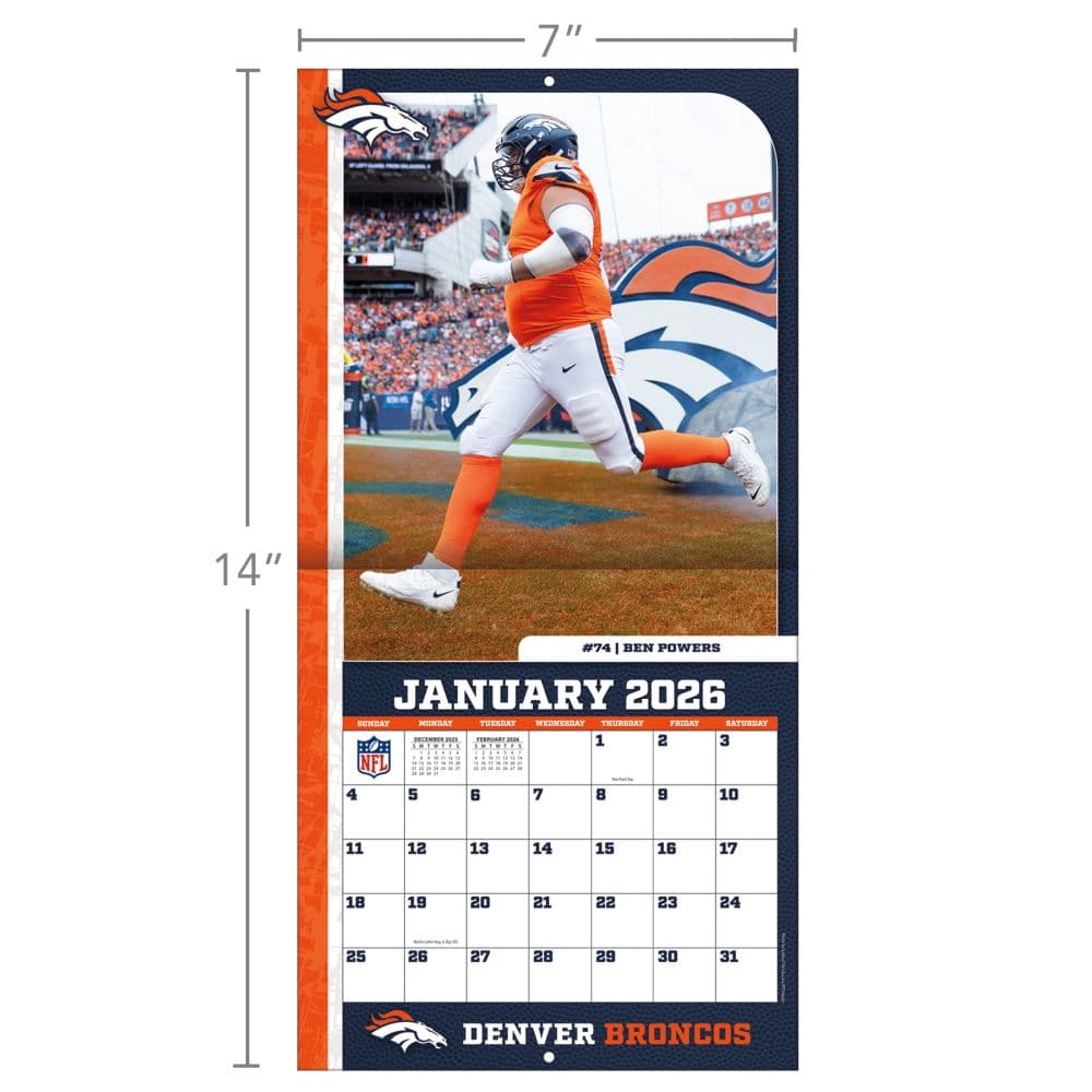 NFL Denver Broncos 2026 Mini Wall Calendar Sixth Alternate Image