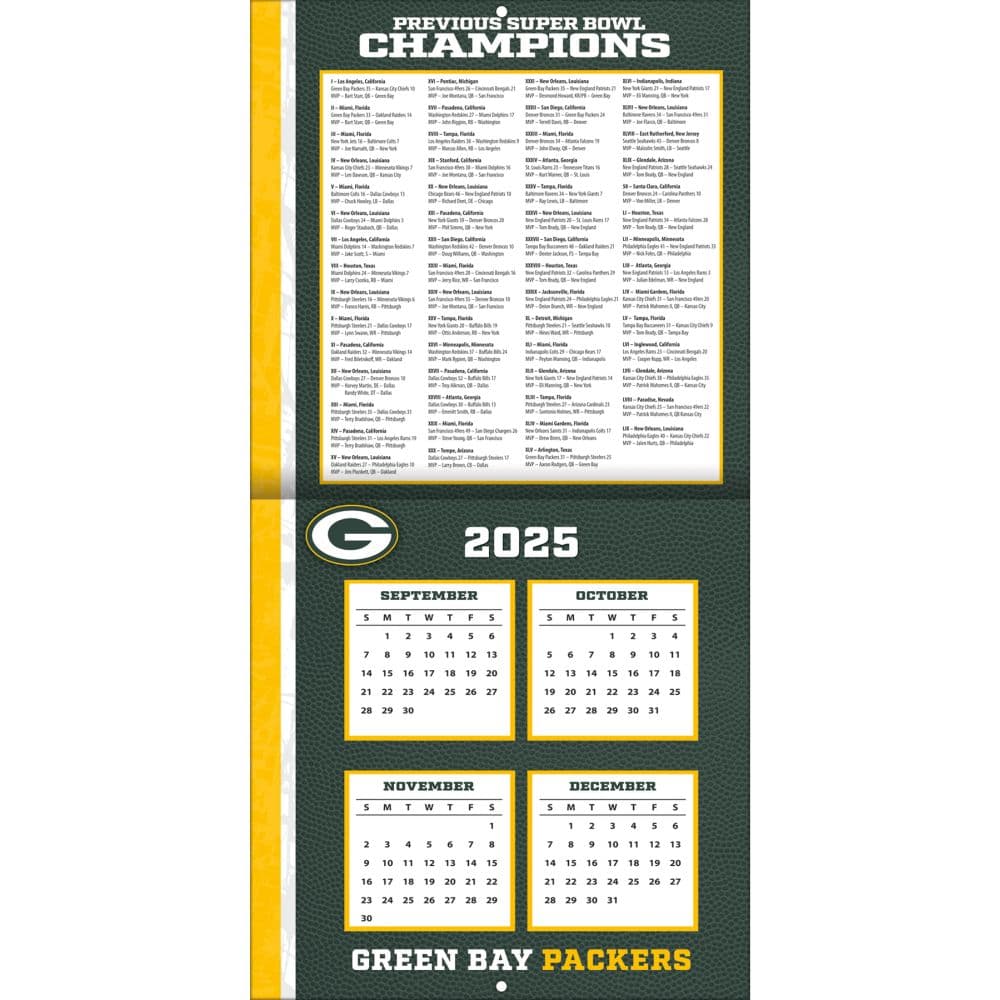 NFL Green Bay Packers 2026 Mini Wall Calendar Second Alternate Image
