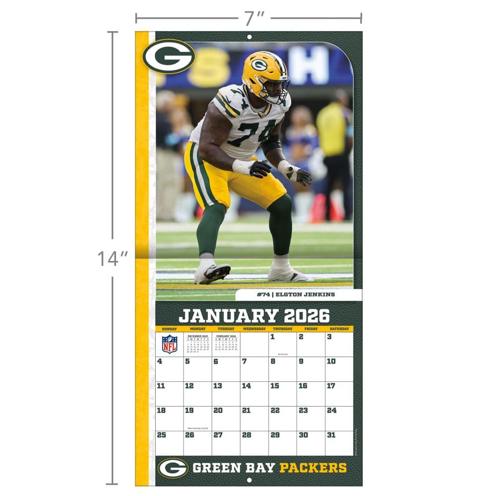 NFL Green Bay Packers 2026 Mini Wall Calendar Sixth Alternate Image