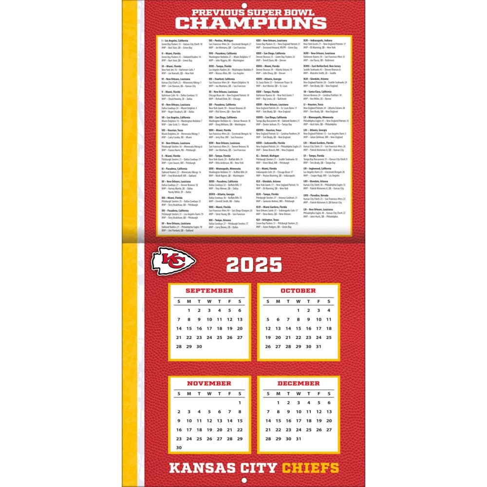 NFL Kansas City Chiefs 2026 Mini Wall Calendar Second Alternate Image