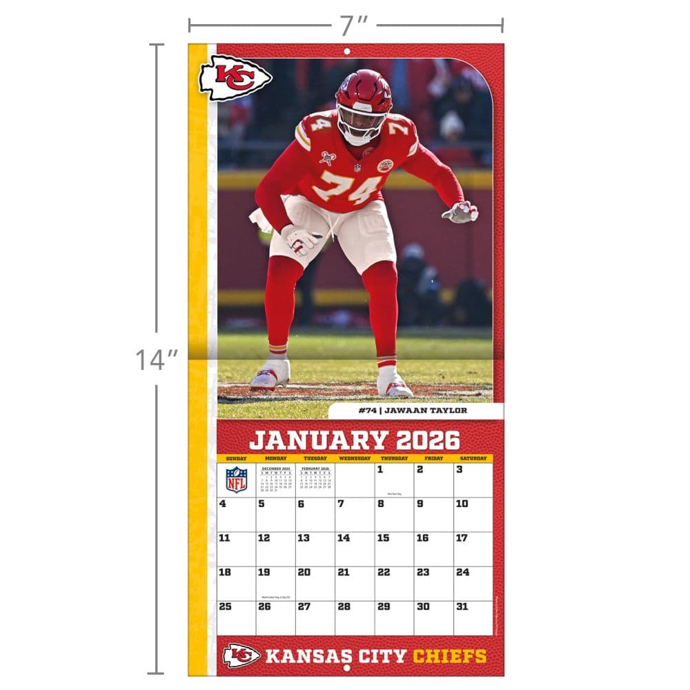 NFL Kansas City Chiefs 2026 Mini Wall Calendar Sixth Alternate Image