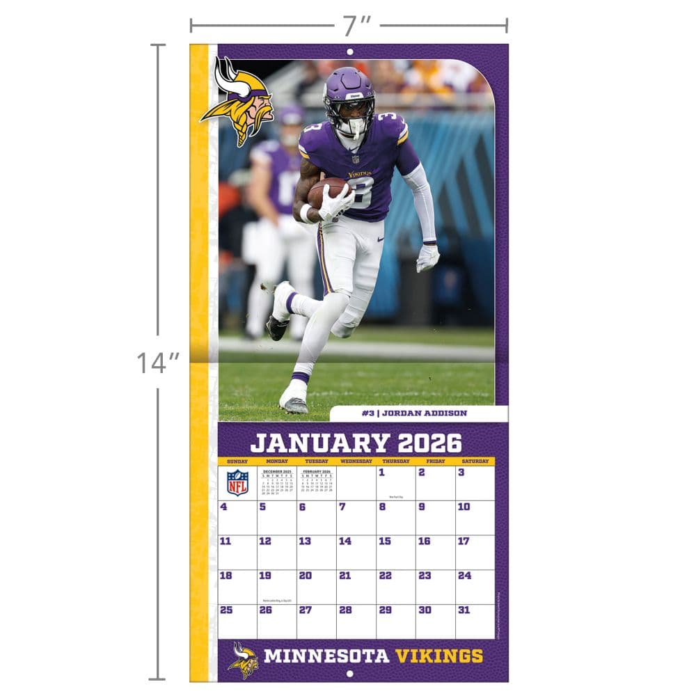 NFL Minnesota Vikings 2026 Mini Wall Calendar Sixth Alternate Image