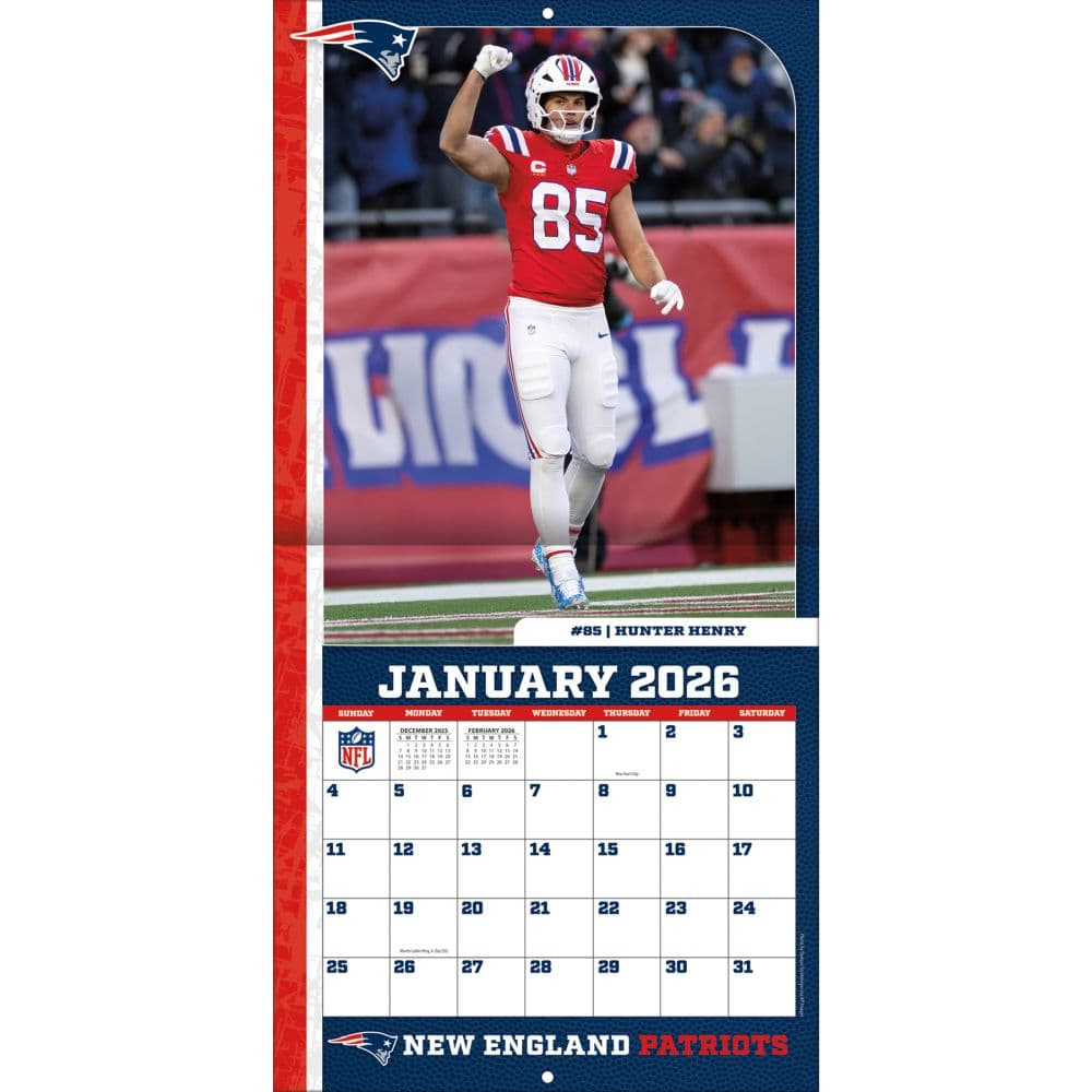 NFL New England Patriots 2026 Mini Wall Calendar Third Alternate Image