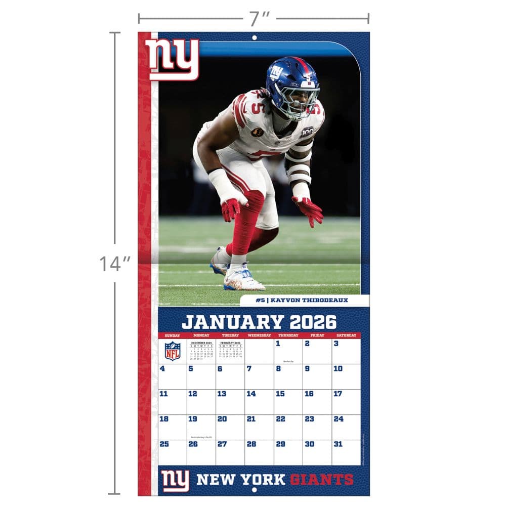 NFL New York Giants 2026 Mini Wall Calendar Sixth Alternate Image