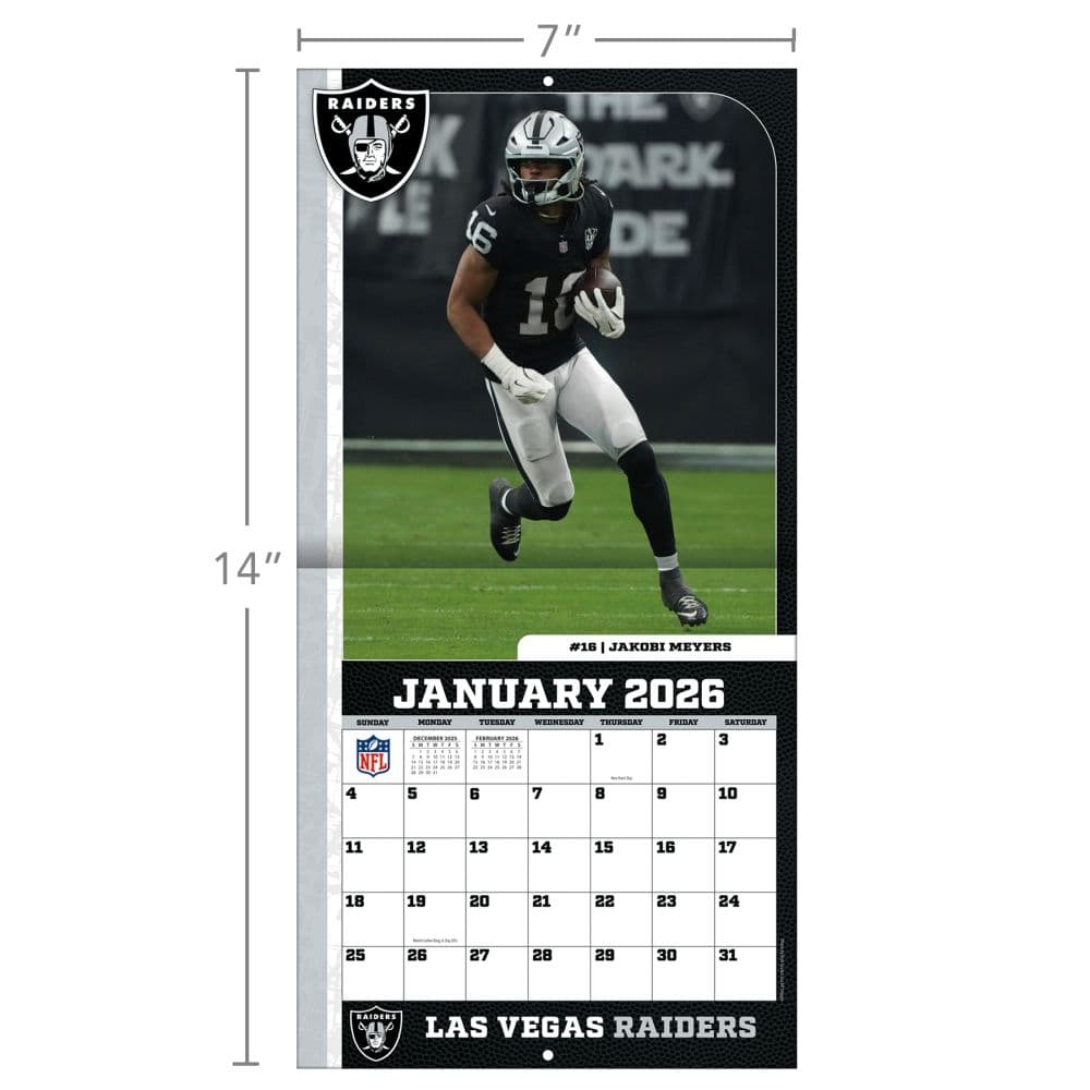 NFL Las Vegas Raiders 2026 Mini Wall Calendar Sixth Alternate Image
