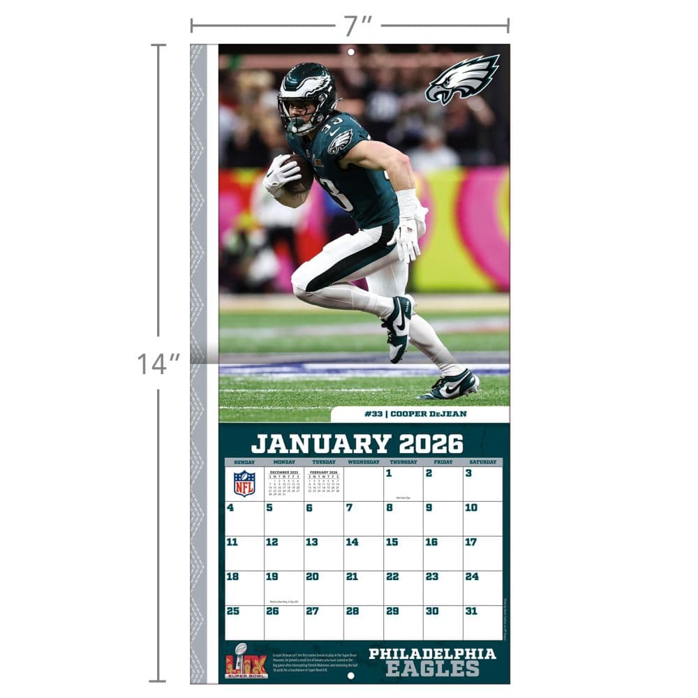 NFL Philadelphia Eagles 2026 Mini Wall Calendar Sixth Alternate Image
